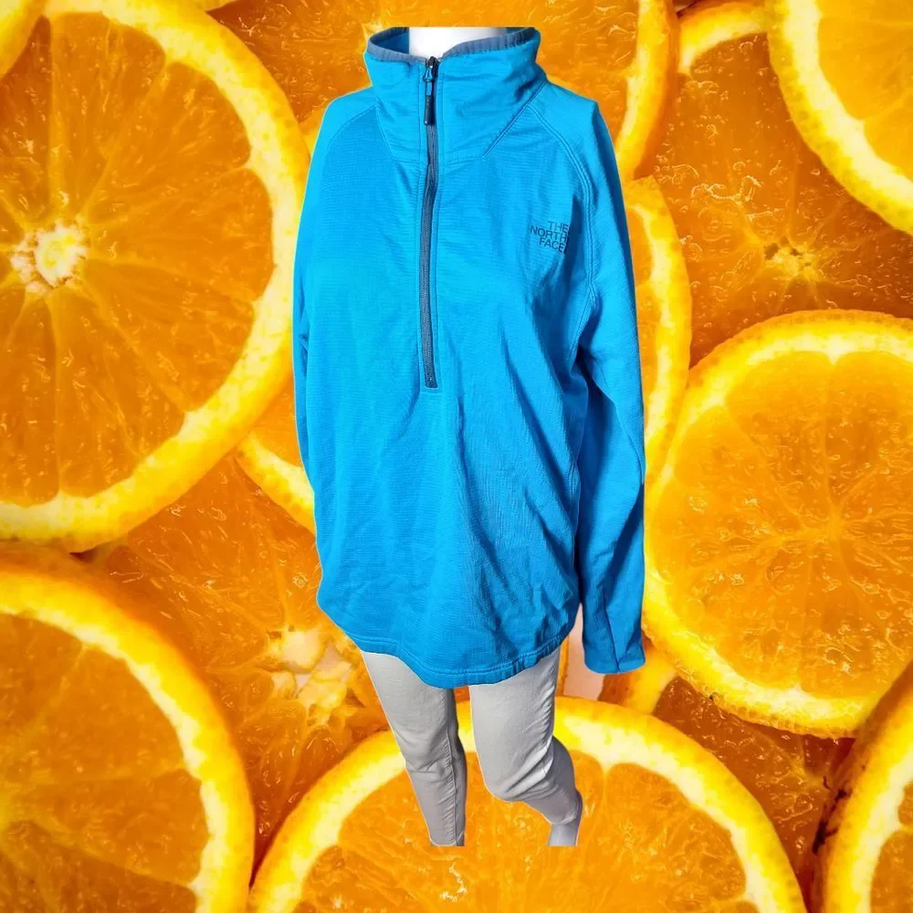 The North Face Blue Quarter Zip Pullover Athletic‎ Performance Fleece